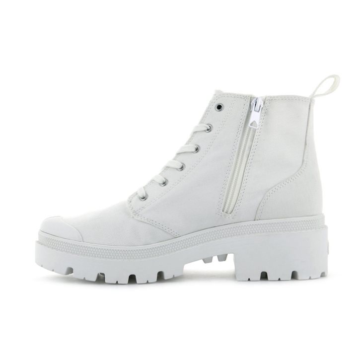 Palladium Pallabase Twill Women's Boots White | UK T076-IOA